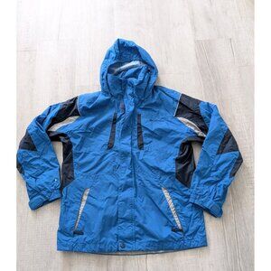 Columbia Blue Boys Windbreaker With hoodie Youth Large 14/16 Full Zip
